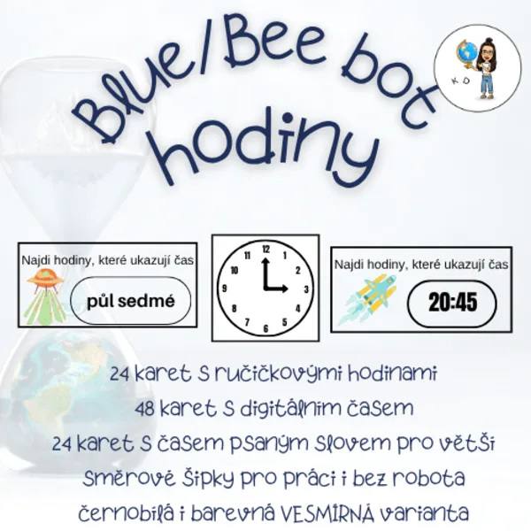 Blue bot/Bee bot - Hodiny (ručičkové, digitální) 1
