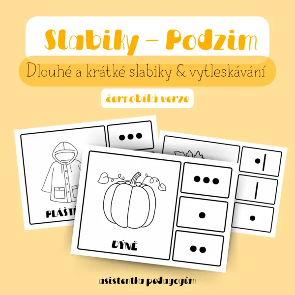 Podzim - Krátké a dlouhé slabiky, vytleskávání (černobílá verze) 1