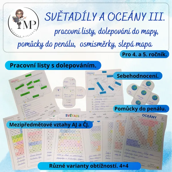 SVĚTADÍLY A OCEÁNY III. pracovní listy, dolepování, osmisměrky 1