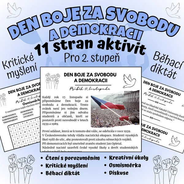 🕊️ Den boje za svobodu a demokracii – pracovní listy pro 2. stupeň🕊️ 1