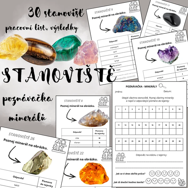 MINERÁLY - poznávačka (běhací stanoviště) 1