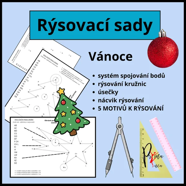 VÁNOCE - RÝSOVACÍ SADA - rýsuj s radostí téma Vánoc 1