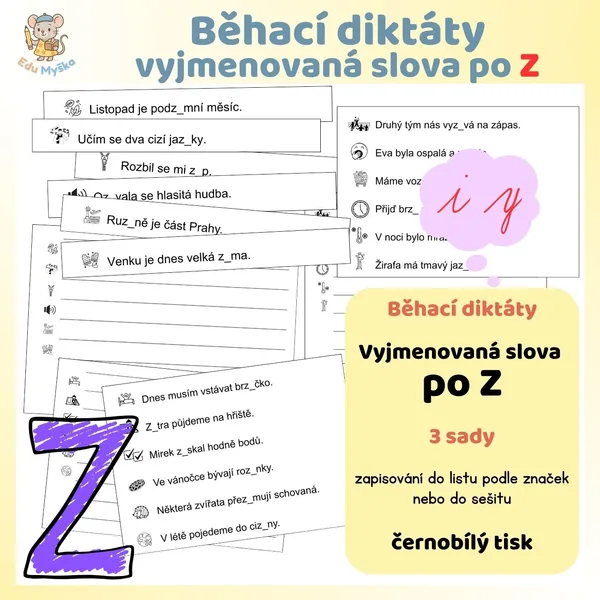 Běhací diktáty - vyjmenovaná slova po Z 1
