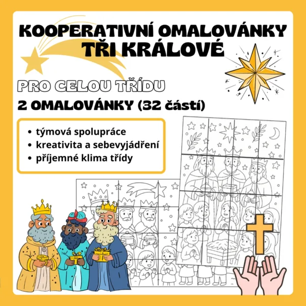 Kooperativní omalovánky - TŘI KRÁLOVÉ 1