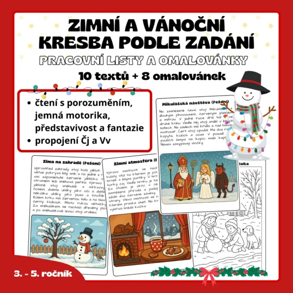 Zimní a vánoční čtení s porozuměním - Čti a maluj 1