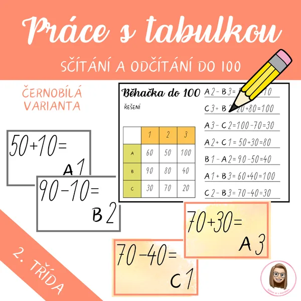Sčítání a odčítání do 100 - běhačka s tabulkou 1