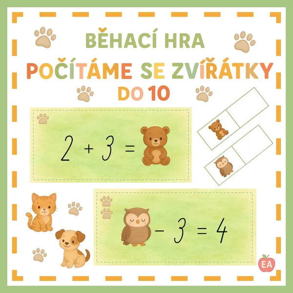 Počítáme se zvířátky do 10 - běhací hra 1