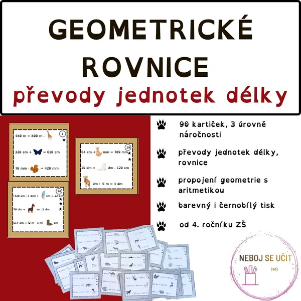 Geometrické rovnice s převody jednotek délky 1