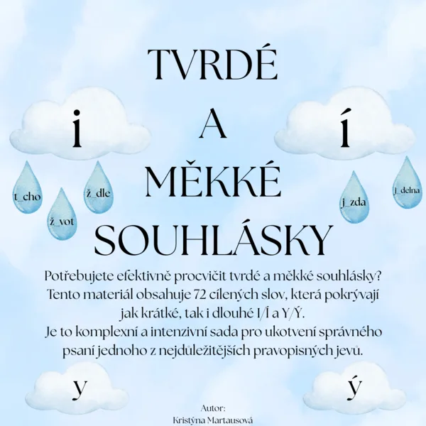 Tvrdé a měkké souhlásky - Procvičování i/í, y/ý 1