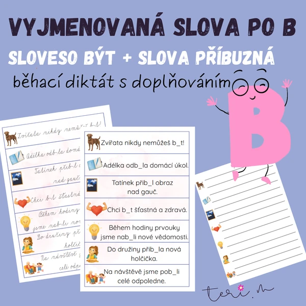 VYJMENOVANÉ SLOVA PO B - BÝT - běhací diktát 1