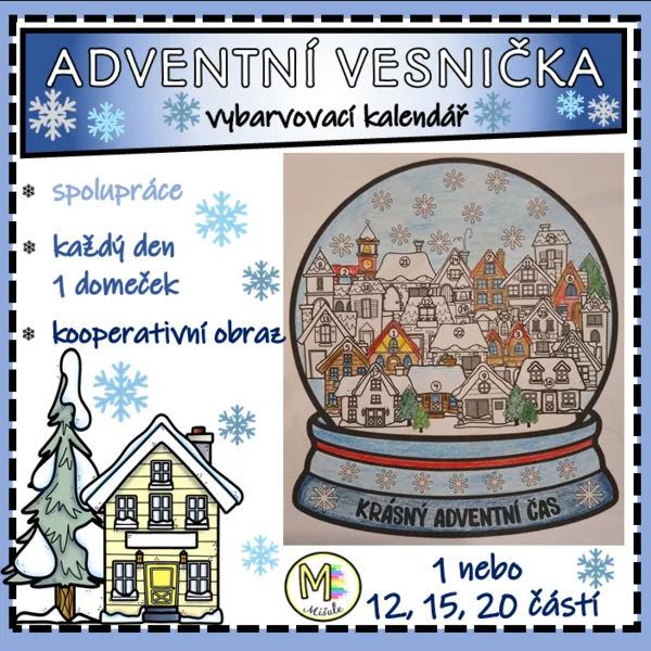 ADVENTNÍ VESNIČKA - VYBARVOVACÍ KALENDÁŘ 1