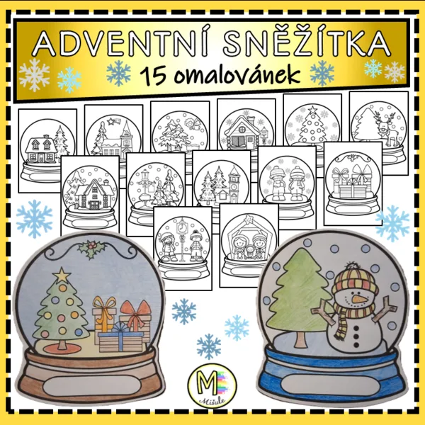 ADVENTNÍ SNĚŽÍTKA - omalovánky 1