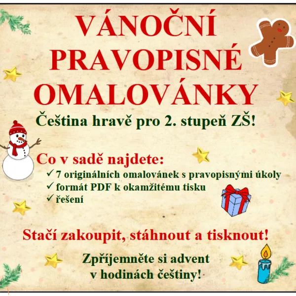 Vánoční pravopisné omalovánky 1