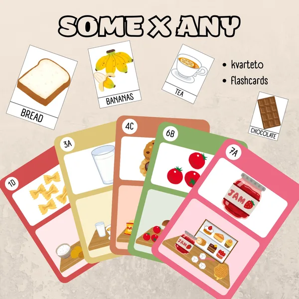 Some, any + food - kvarteto, flashcards 1