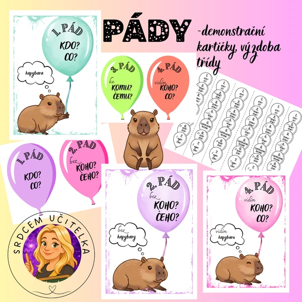 Pády - demonstrační kartičky, výzdoba třídy 1