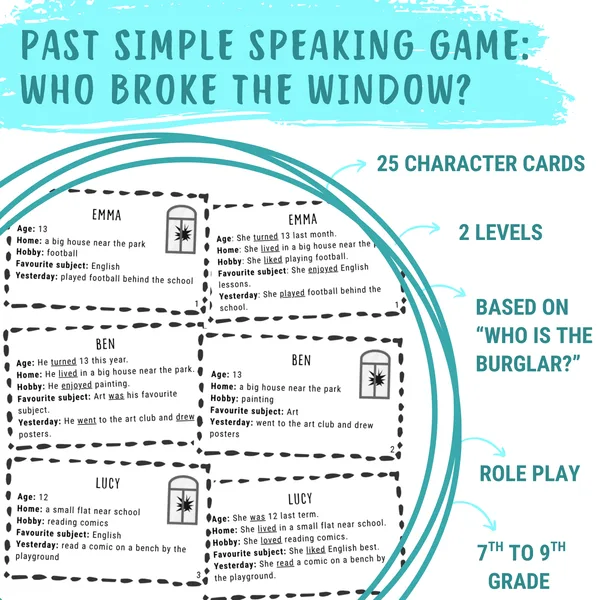 Past simple speaking game: Who broke the window? 1