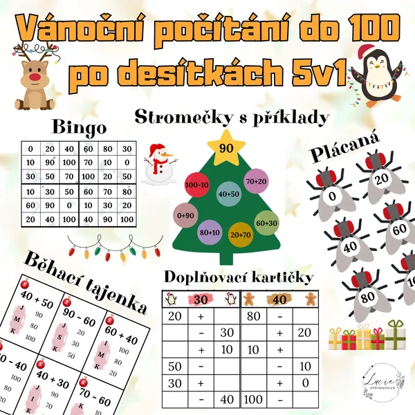 Vánoční POČÍTÁNÍ DO 100 po desítkách 1