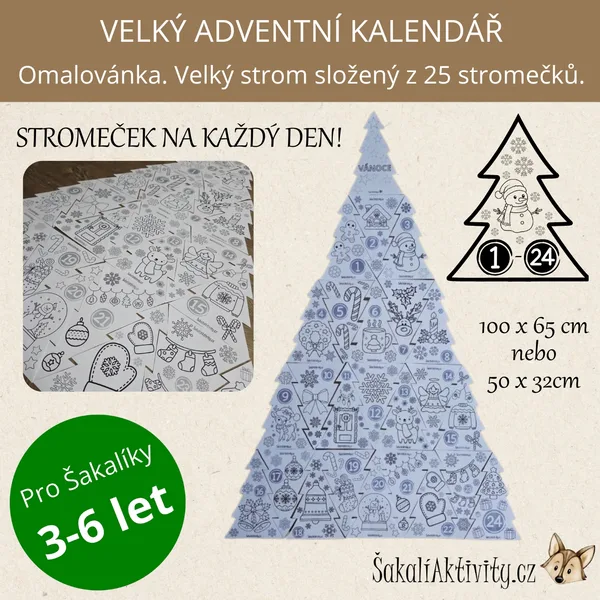  Velký omalovánkový adventní kalendář - vánoční strom  1