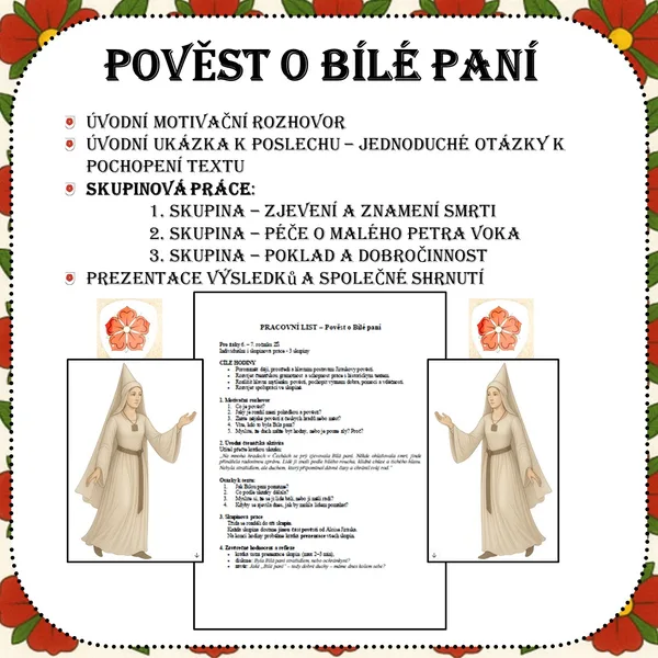 Pověst o Bílé paní – pracovní listy 1