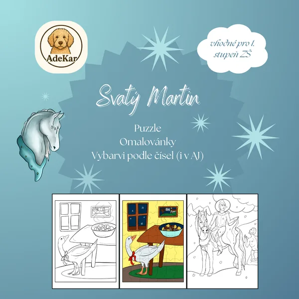 Svatý Martin - puzzle, omalovánky 1