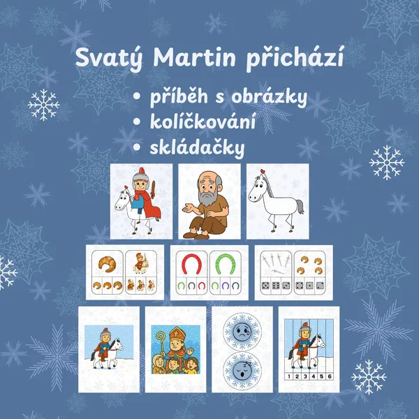 Svatý Martin jede - příběh, obrázky, kolíčkovací aktivity, skládačky 1