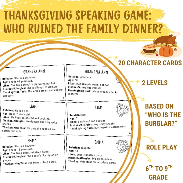 Thanksgiving speaking game: Who ruined the family dinner? 1