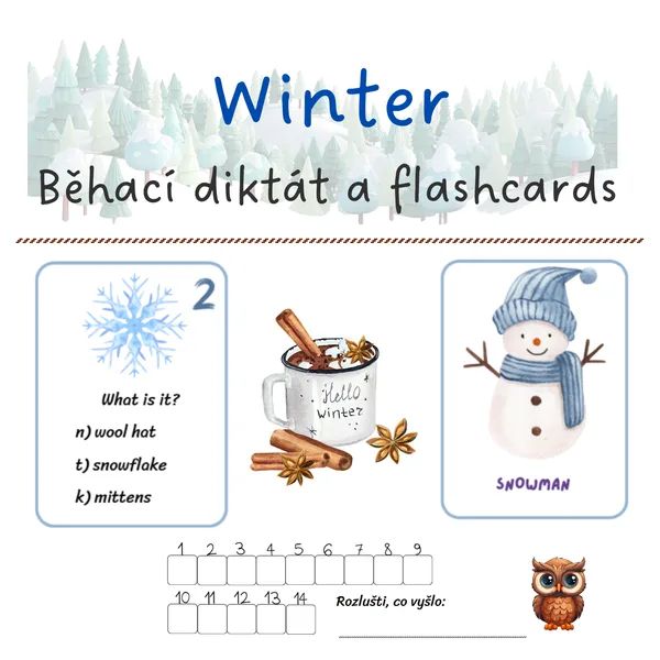 Winter - běhací diktát a flashcards 1