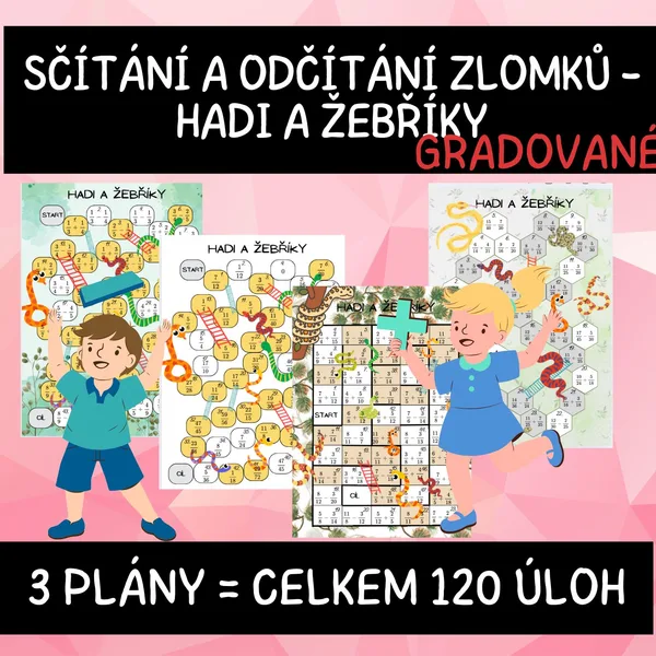 Sčítání a odčítání zlomků- hadi a žebříky 1