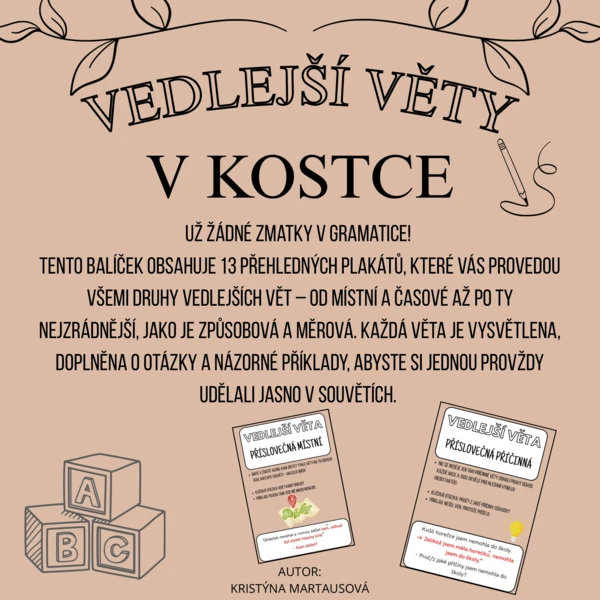 Vedlejší věty v kostce - Druhy vedlejších vět 1