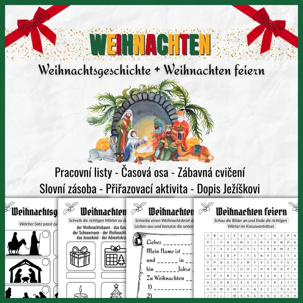 WEIHNACHTEN | Příběh o narození Ježíše + vánoční pracovní listy 1