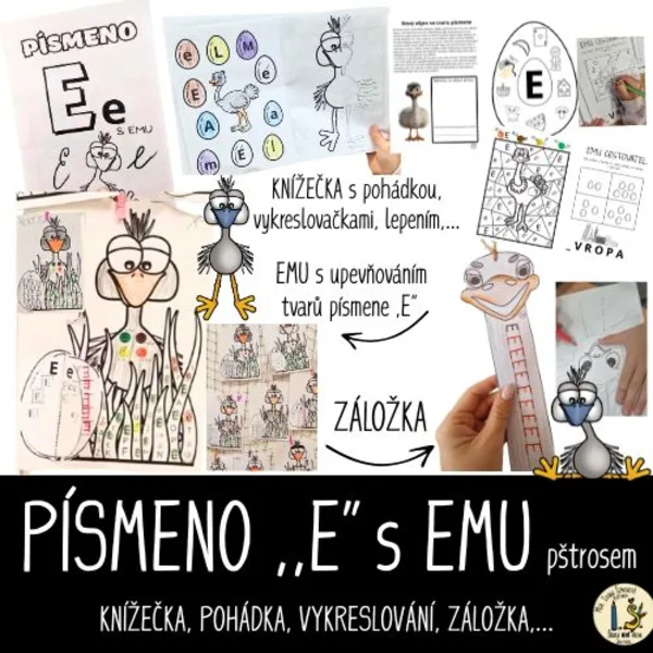Písmeno E s Emu pštrosem 1