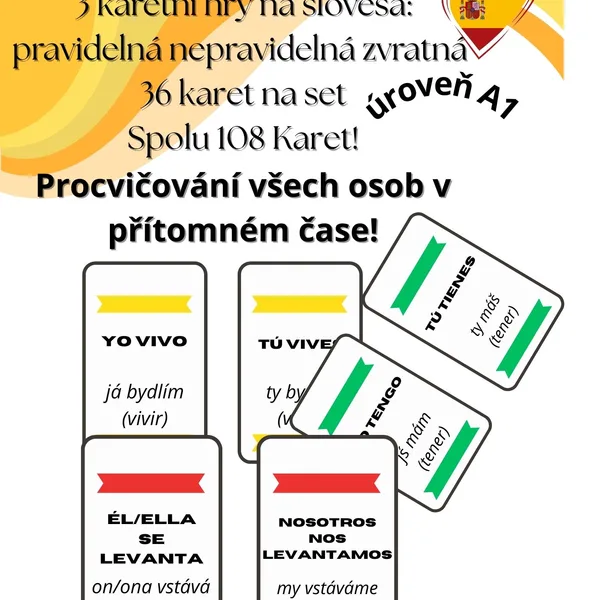 3 karetní hry na slovesa v přítomném čase 1