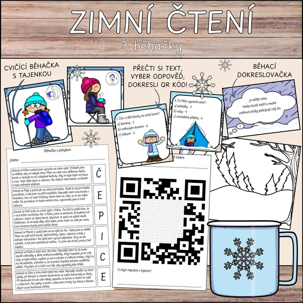 Zimní běhací čtení - pohybové, QR kódové, dokreslovací 1