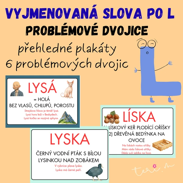 VYJMENOVANÁ SLOVA PO L- problémové dvojice 1