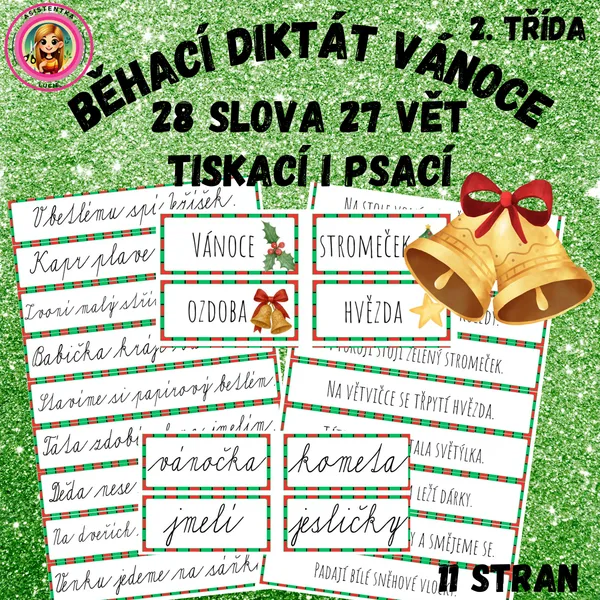 Běhací diktát Vánoce pro 2. třídu 1