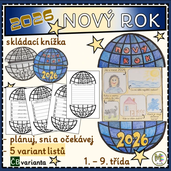 NOVÝ ROK 2026 - SKLÁDACÍ KNÍŽKA - DISKOKOULE 1