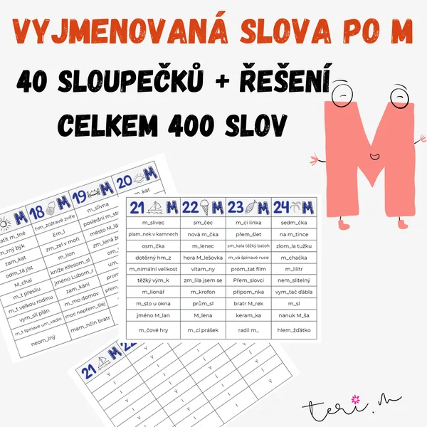 VYJMENOVANÁ SLOVA PO M - sloupečky 1
