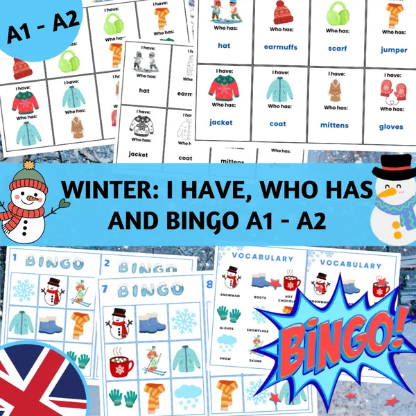 Winter: I have, who has and Bingo – A1–A2 1