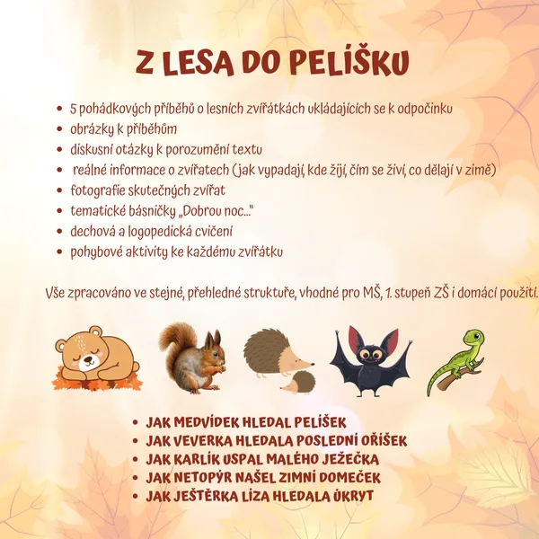 Z lesa do pelíšku - uspávání lesních zvířátek (pohádkový vzdělávací materiál) 1