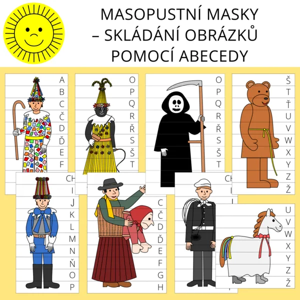 MASOPUSTNÍ MASKY – SKLÁDÁNÍ OBRÁZKŮ POMOCÍ ABECEDY 1