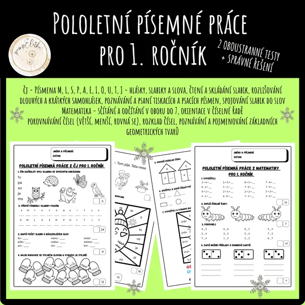 Pololetní písemné práce pro 1. ročník 1