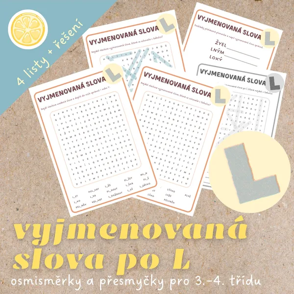 Vyjmenovaná slova po L | osmisměrky a přesmyčky 1