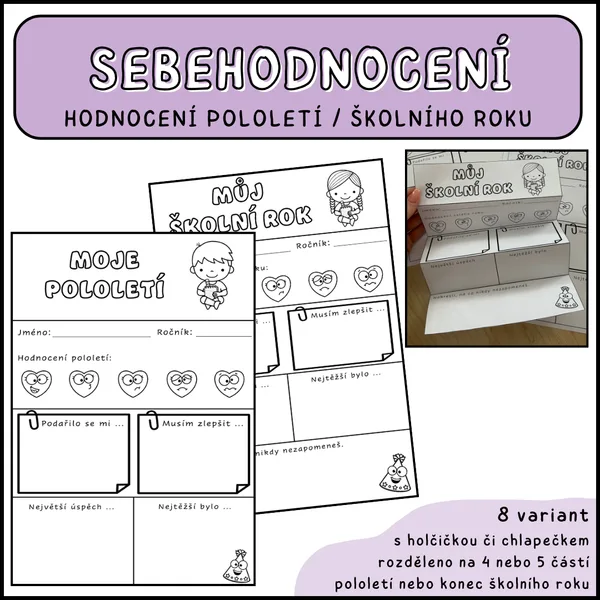 Sebehodnocení žáka - pololetí, školní rok - knížečka 1