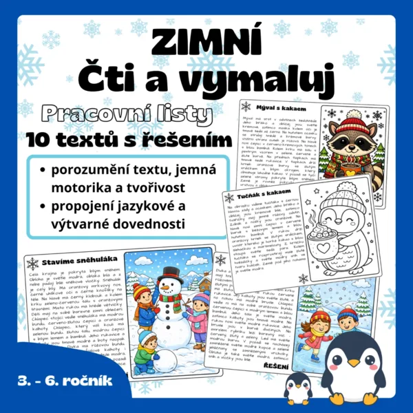 ZIMNÍ Čti a vymaluj 1