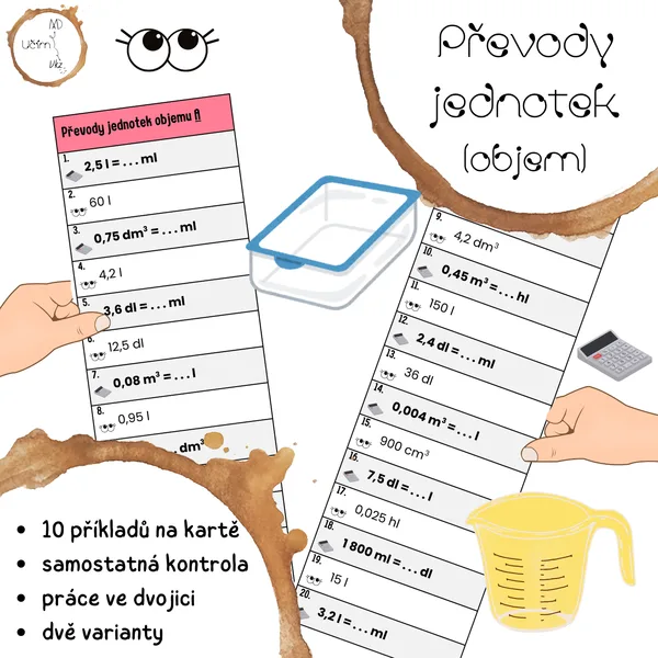 Převody jednotek objemu - AB karty 1