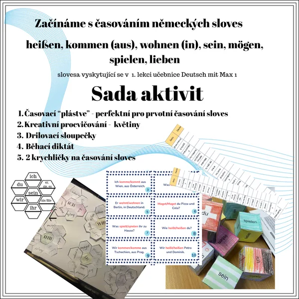 Časování sein, heißen, wohnen, kommen, spielen, lieben, mögen - sada aktivit 1