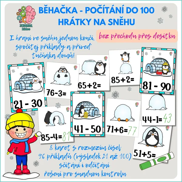 Běhačka: Počítání do 100 bez přechodu přes desítku - Hrátky na sněhu 1