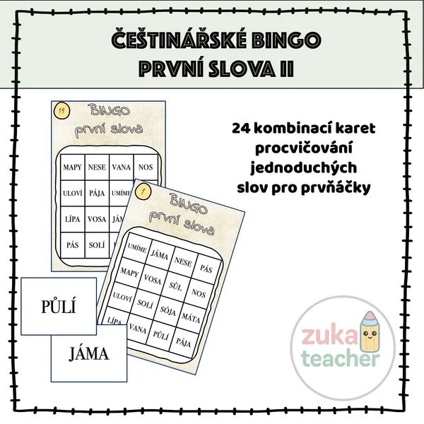 Češtinářské bingo - První slova 1