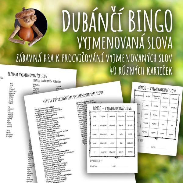 Dubánčí BINGO - vyjmenovaná slova 1
