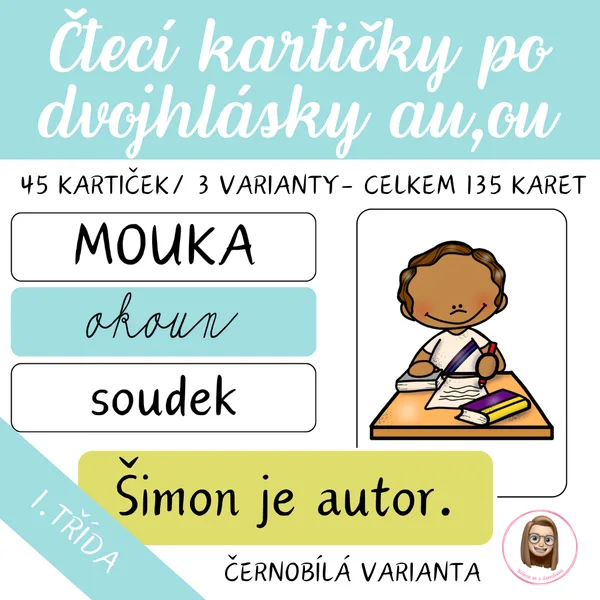 Čtecí kartičky po dvojhlásky AU, OU 1